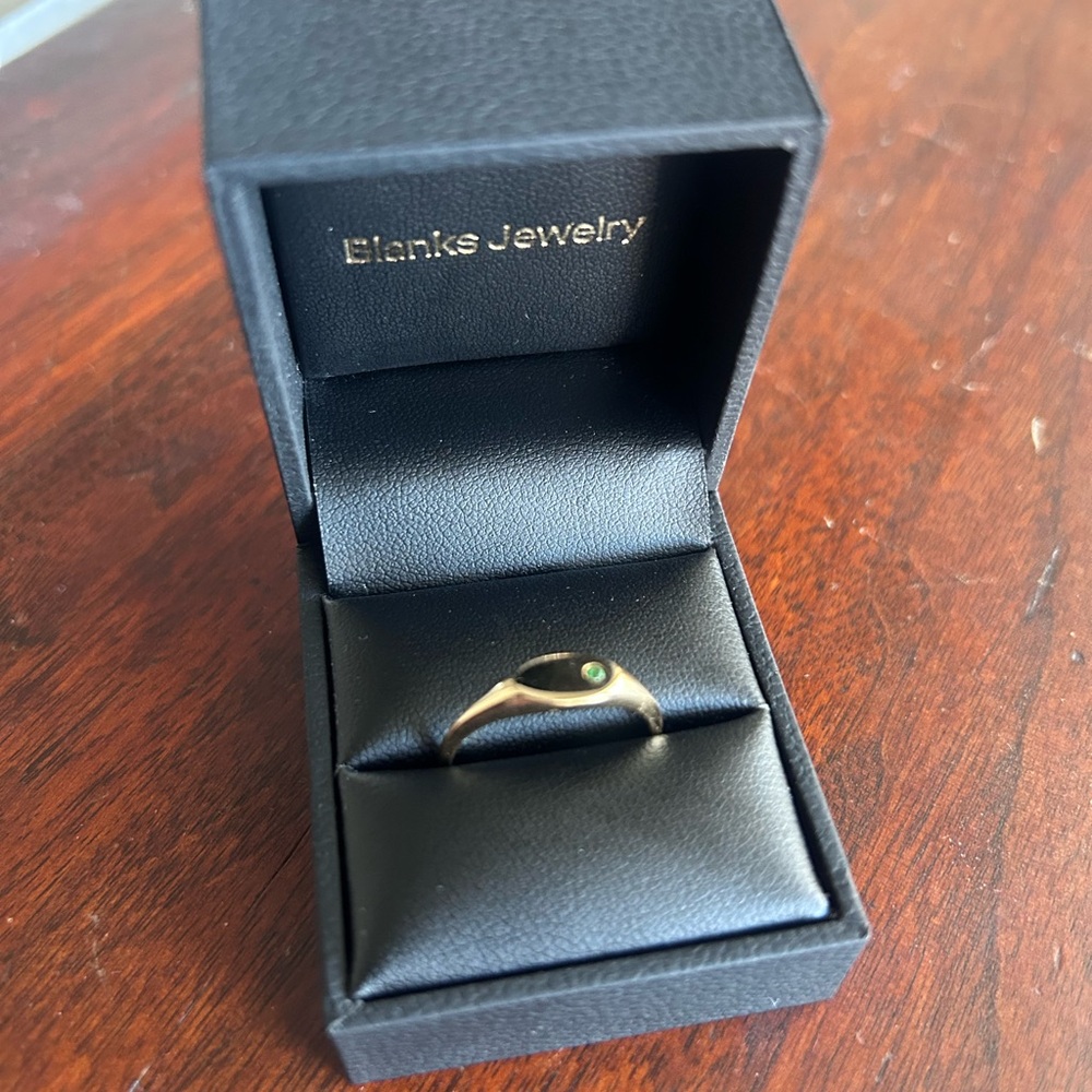Blanks x Didi Rose 14k Yellow Gold Emerald Signet Ring size 9